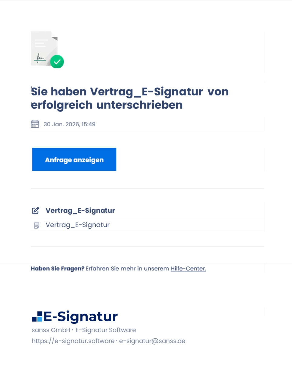E-Signatur Bestätigung